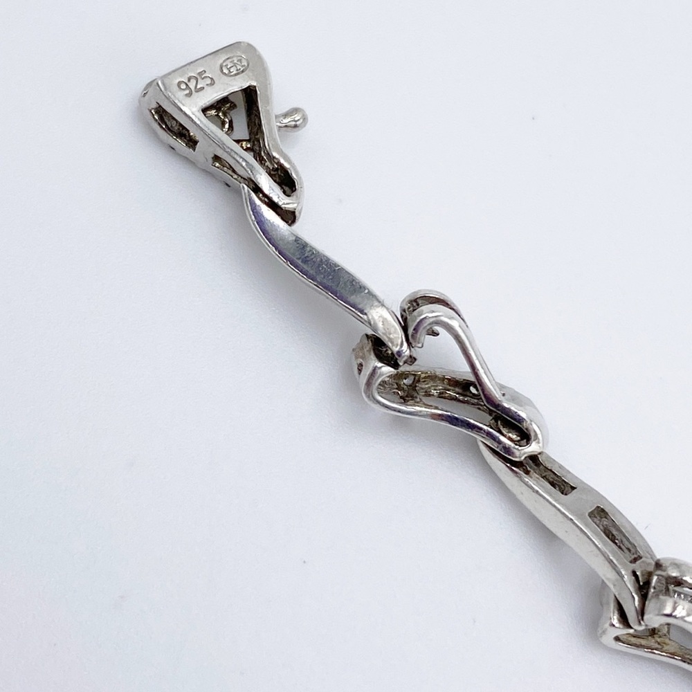 Vintage Heng Ngai Sterling Silver Genuine Diamonds Hearts Link Bracelet - Picture 7 of 10